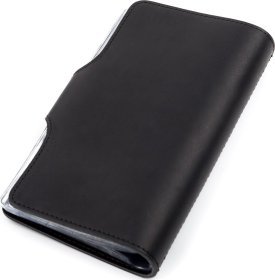 Черная вместительная визитница из натуральной кожи на кнопке Shvigel (2413905)