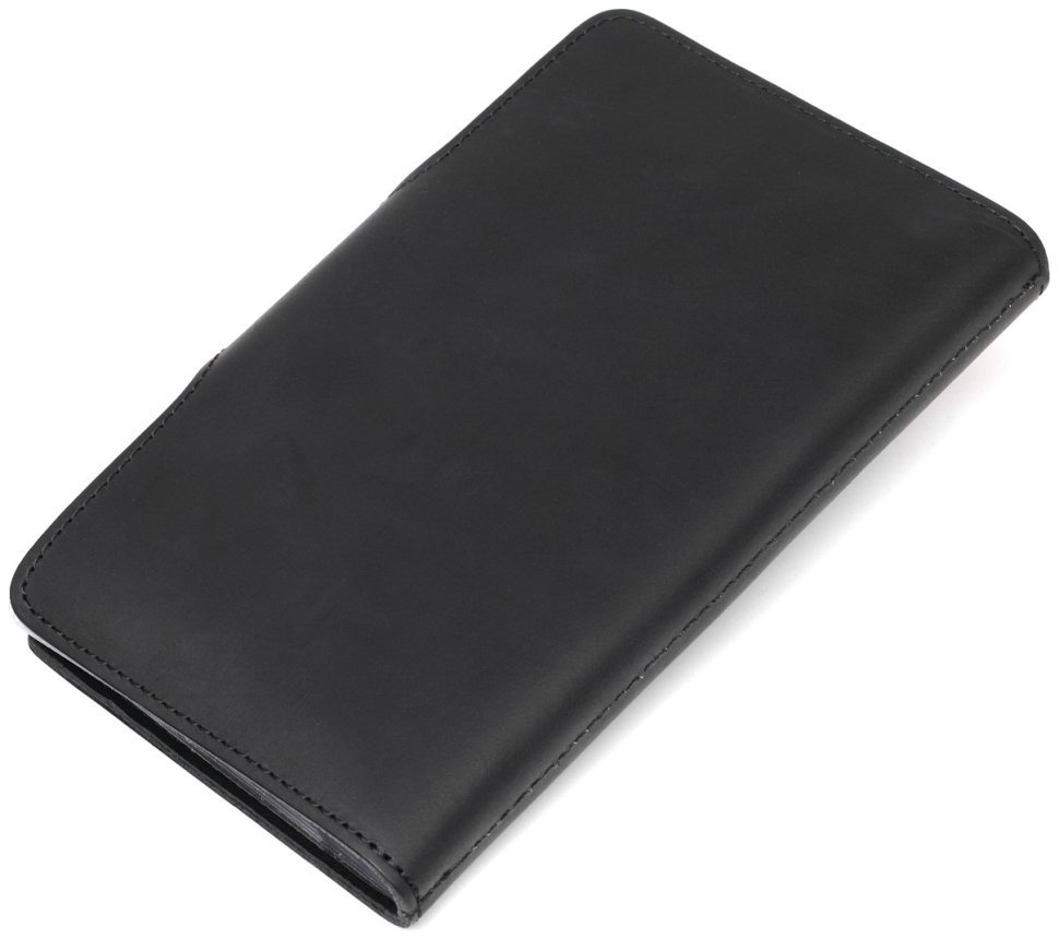 Черная вместительная визитница из натуральной кожи на кнопке Shvigel (2413905) modnotak фото №18