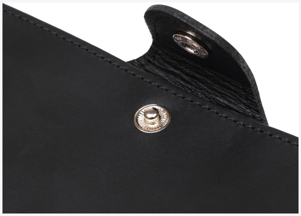 Черная вместительная визитница из натуральной кожи на кнопке Shvigel (2413905) modnotak фото №19