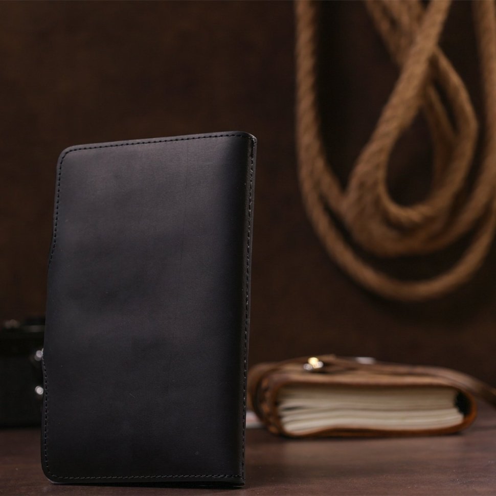 Черная вместительная визитница из натуральной кожи на кнопке Shvigel (2413905) modnotak фото №21