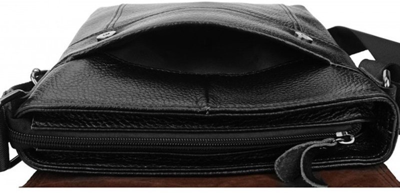 Чоловіча сумка класичного стилю в чорному кольорі з м'якої шкіри Borsa Leather (19337)