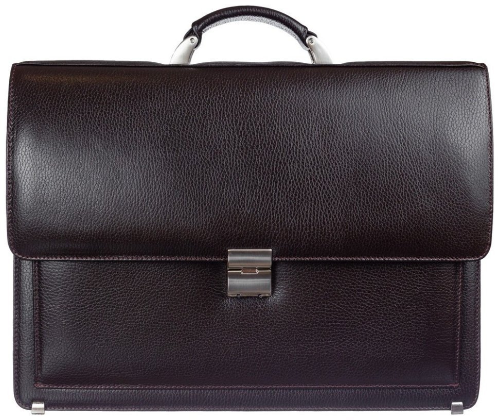 Классический повседневный мужской портфель из натуральной кожи флотар коричневого цвета Desisan 106938 с плечевым ремнем modnotak фото №1