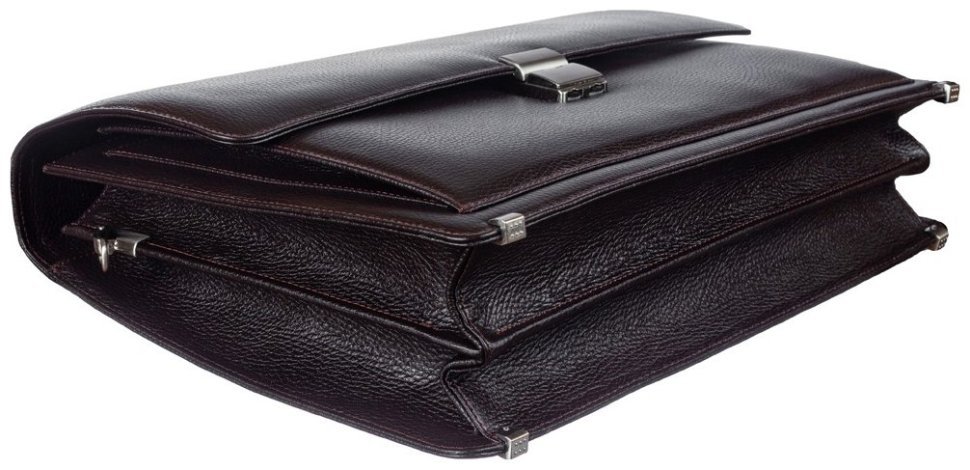Классический повседневный мужской портфель из натуральной кожи флотар коричневого цвета Desisan 106938 с плечевым ремнем modnotak фото №5