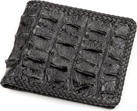 Мужское портмоне черного цвета из натуральной кожи крокодила CROCODILE LEATHER (024-18176)