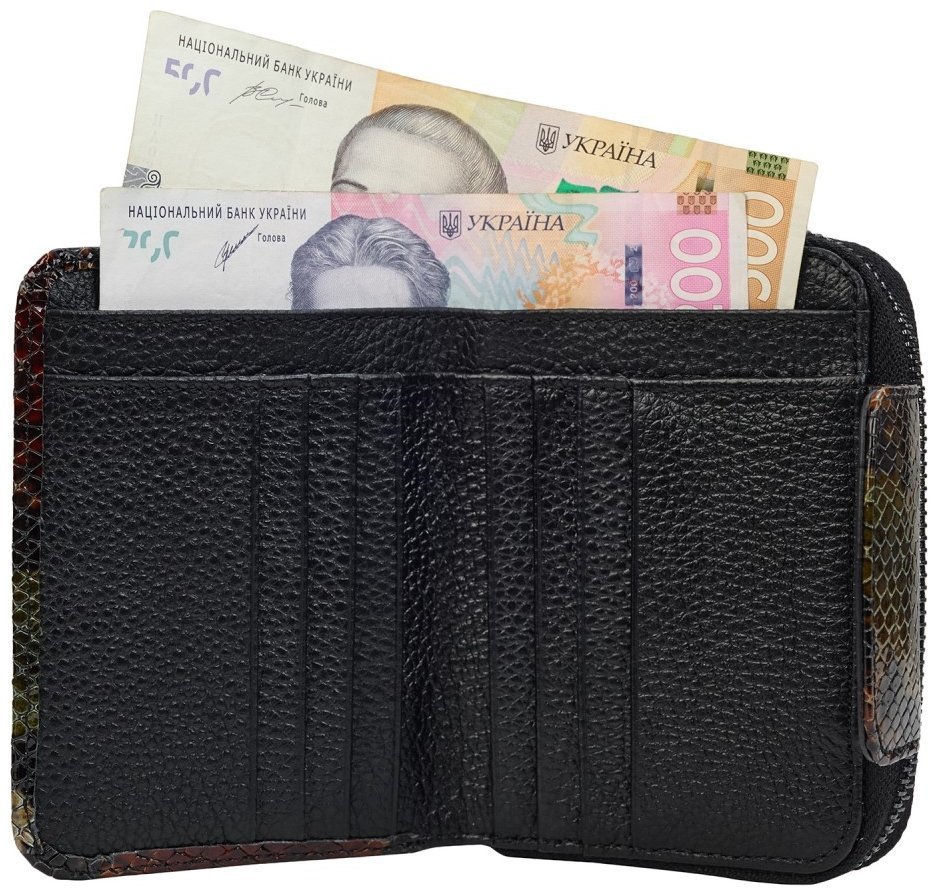 Жіночий лакований гаманець зі шкіри з фактурою під змію Desisan 107138 різнокольоровий modnotak фото №3