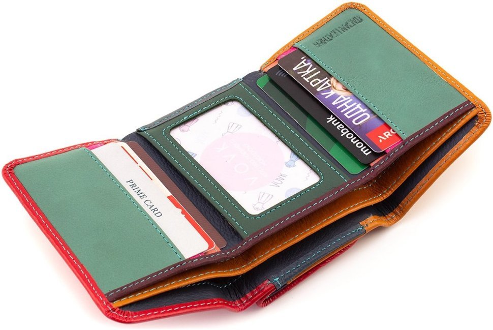 Різнобарвний жіночий гаманець із натуральної шкіри на магніті ST Leather 1767238