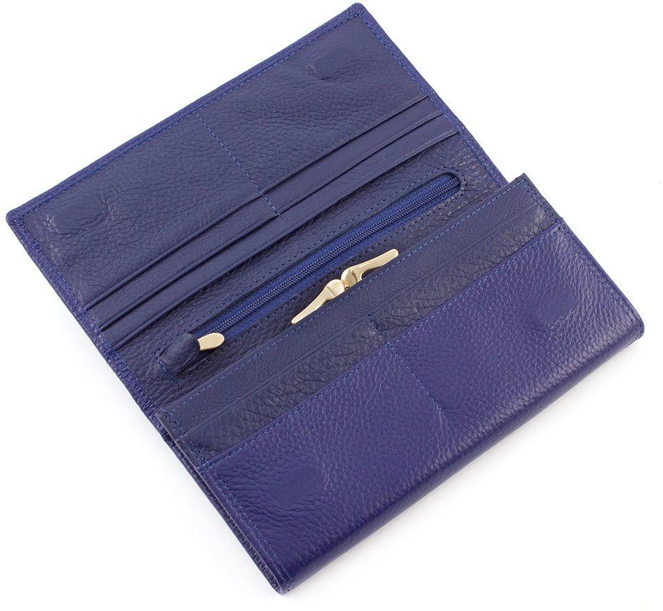 Синий кожаный кошелек с фиксацией на магнитах BOSTON (16226)
