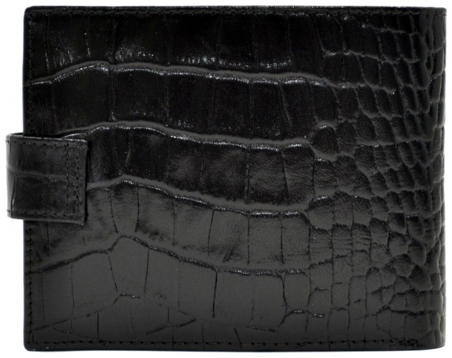 Кожаный мужской кошелек на кнопке с фактурой кроко Desisan 107338 черного цвета фото №2 Кожаный мужской кошелек на кнопке с фактурой кроко Desisan 107338 черного цвета modnotak фото №2
