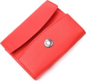 Красный женский кошелек маленького размера из натуральной кожи на кнопке KARYA (2421340)