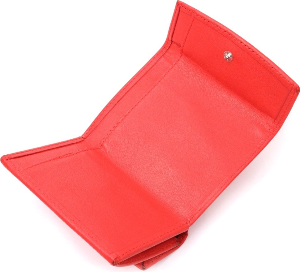 Красный женский кошелек маленького размера из натуральной кожи на кнопке KARYA (2421340)