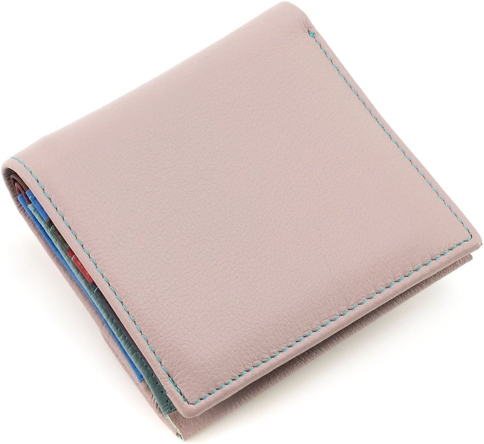 Темно-рожевий жіночий гаманець маленького розміру із натуральної шкіри на магніті ST Leather 1767338