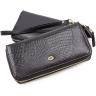 Чорний лаковий гаманець-клатч на дві блискавки ST Leather (16316)