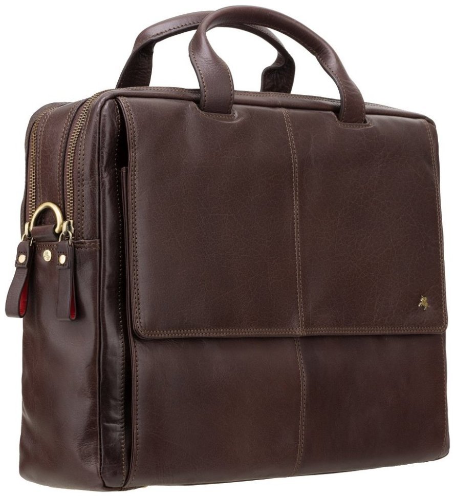 Добротный мужской портфель из натуральной кожи коричневого цвета Visconti Anderson 77338