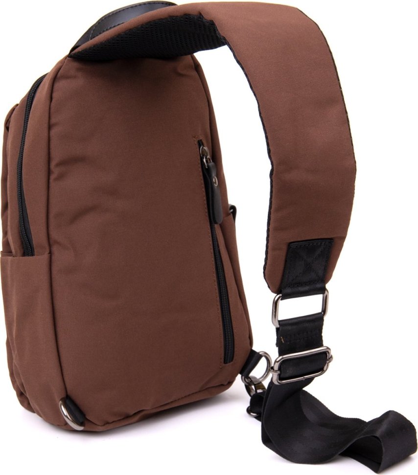 Коричневая мужская сумка-слинг через плечо из нейлона Vintage (20634)