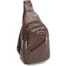 Мужской коричневый рюкзак-слинг через плечо из кожзама Monsen (22105) - 1