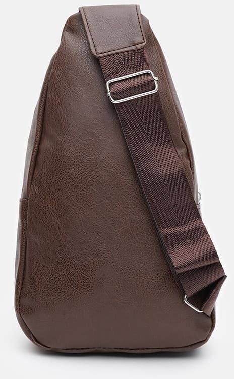 Чоловічий коричневий рюкзак-слінг через плече зі шкірозамінника Monsen (22105)