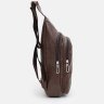 Мужской коричневый рюкзак-слинг через плечо из кожзама Monsen (22105) - 4