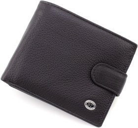 Мужской кошелек из натуральной кожи черного цвета с карманом для монет ST Leather 1767438