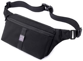 Мужская недорогая текстильная сумка на пояс в черном цвете Confident 77438