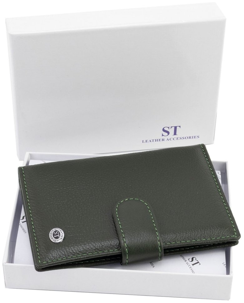 Кожаная обложка для паспорта и карт ST Leather 97738 зеленая modnotak фото №6