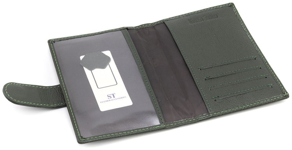 Кожаная обложка для паспорта и карт ST Leather 97738 зеленая modnotak фото №4