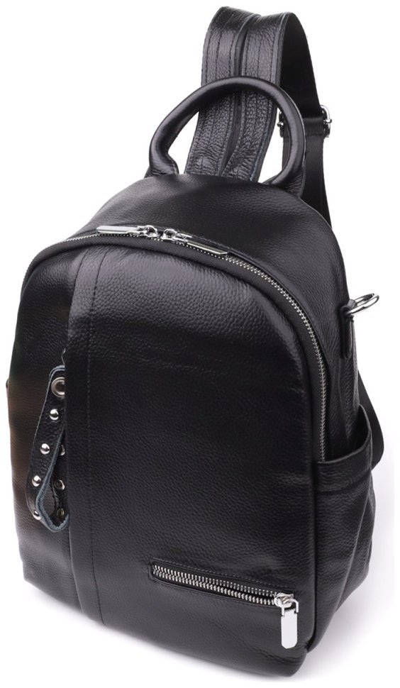 Повседневная женская сумка рюкзак из натуральной кожи черного цвета Vintage 97838 modnotak фото №1