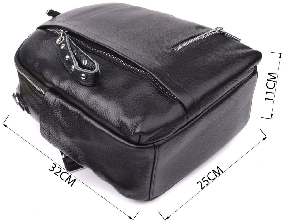 Повседневная женская сумка рюкзак из натуральной кожи черного цвета Vintage 97838 modnotak фото №3