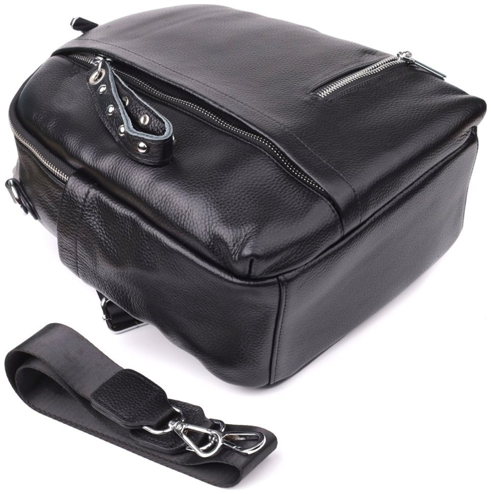 Повседневная женская сумка рюкзак из натуральной кожи черного цвета Vintage 97838 modnotak фото №5