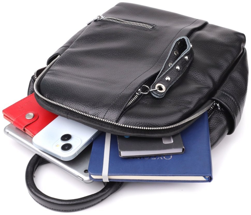 Повседневная женская сумка рюкзак из натуральной кожи черного цвета Vintage 97838 modnotak фото №8