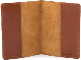 Шкіряна обкладинка рудого кольору для українського паспорта ST Leather (16598)