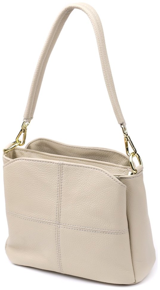 Повседневная женская сумка из натуральной кожи через плечо Vintage 98138 белого цвета modnotak фото №1