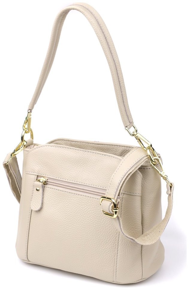 Повседневная женская сумка из натуральной кожи через плечо Vintage 98138 белого цвета modnotak фото №2