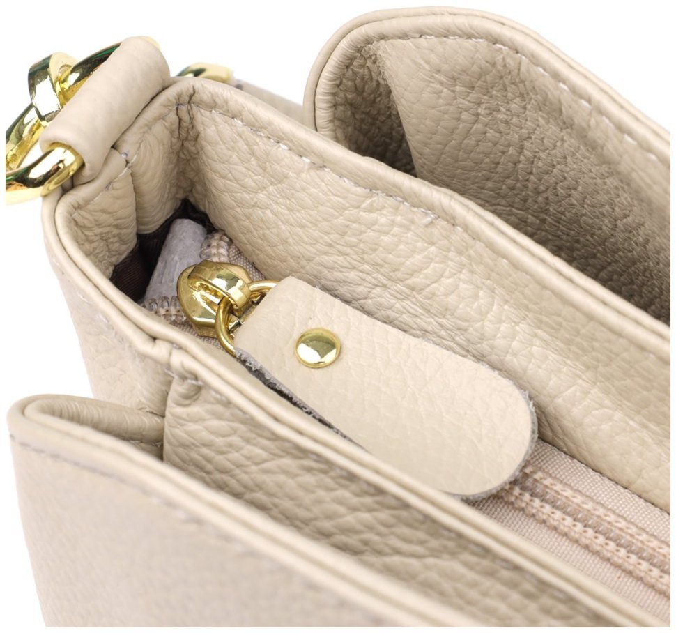 Повседневная женская сумка из натуральной кожи через плечо Vintage 98138 белого цвета modnotak фото №7