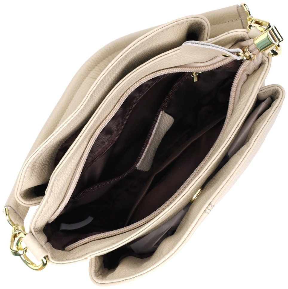 Повседневная женская сумка из натуральной кожи через плечо Vintage 98138 белого цвета modnotak фото №8