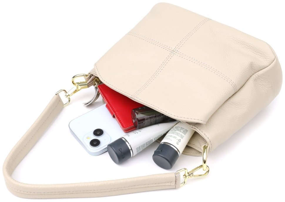 Повседневная женская сумка из натуральной кожи через плечо Vintage 98138 белого цвета modnotak фото №9