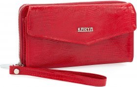 Яскравий гаманець-клатч з натуральної шкіри з тисненням під екзотику KARYA (12397)