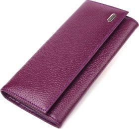 Фіолетовий жіночий гаманець із натуральної зернистої шкіри з клапаном CANPELLINI (2421630)