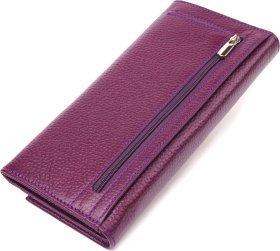 Фіолетовий жіночий гаманець із натуральної зернистої шкіри з клапаном CANPELLINI (2421630)