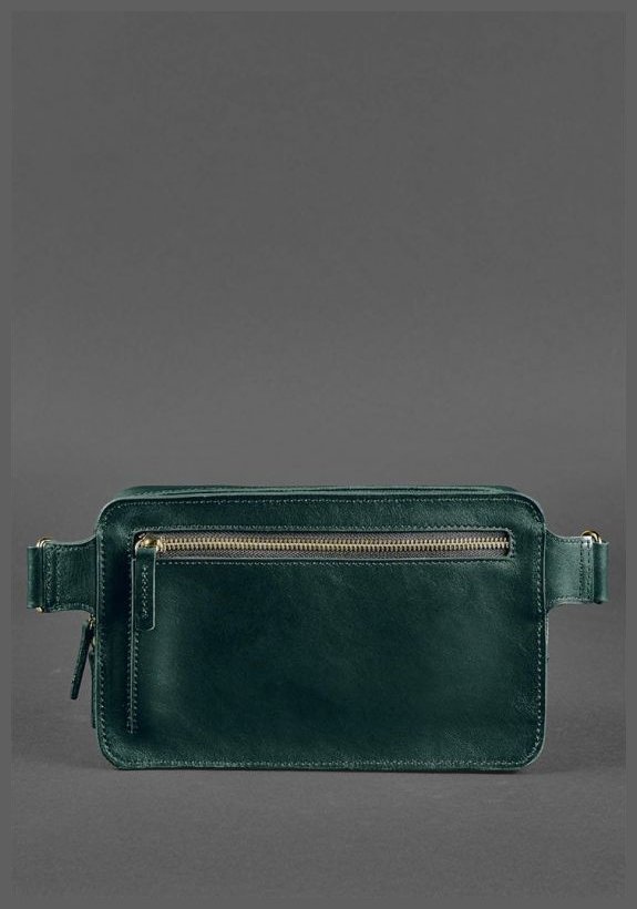 Женская поясная сумка из натуральной кожи зеленого цвета BlankNote Dropbag Maxi 78838
