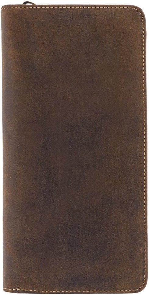 Вместительный дорожный кошелек из натуральной кожи крейзи хорс светло-коричневого цвета Visconti Wing 68938