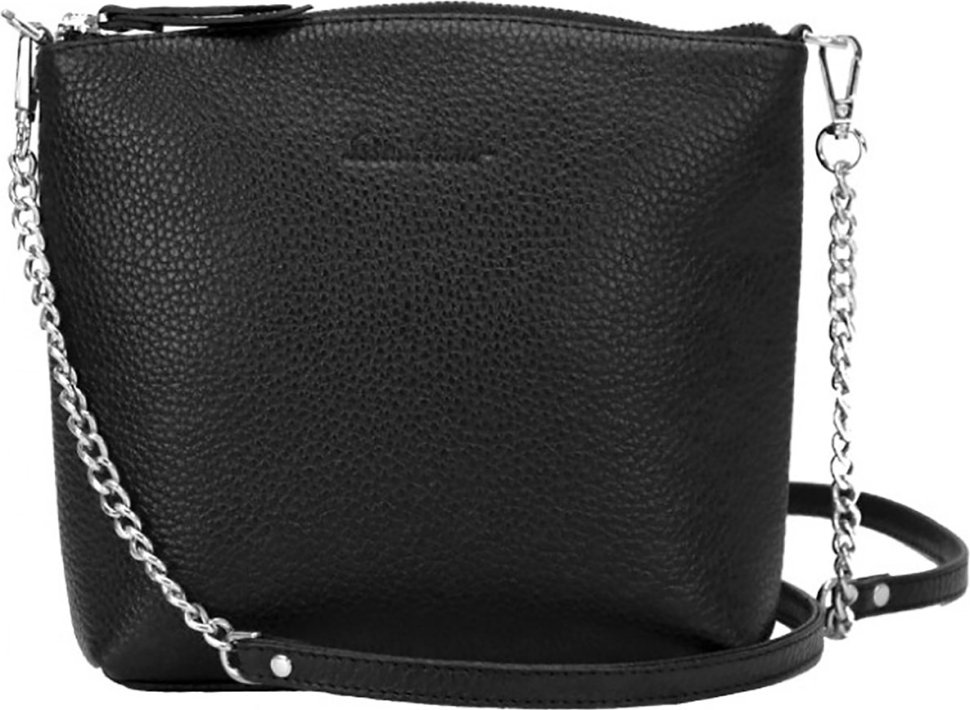 Женская черная сумка из натуральной кожи с ремешком на плечо Issa Hara Ксения М-3 (27003)