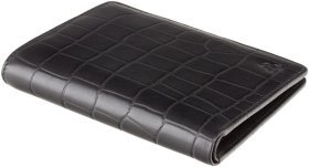 Черное среднее мужское портмоне из натуральной кожи с тиснением под крокодила Visconti Predator 69038