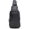 Вместительный мужской рюкзак-слинг из черной кожи через плечо Keizer (59138) - 1