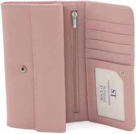 Світло-рожевий великий гаманець з натуральної шкіри з клапаном на кнопці ST Leather (15399) - 2