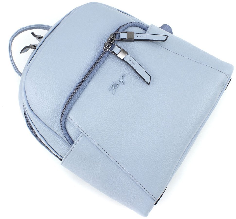 Голубой женский рюкзак среднего размера из натуральной кожи флотар KARYA 69738