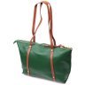 Велика зелена жіноча сумка з натуральної шкіри з довгими ручками Vintage 2422302 - 2