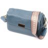 Маленька жіноча плечова сумка з натуральної шкіри синього кольору Vintage 2422402 - 1