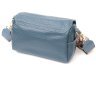 Маленькая женская плечевая сумка из натуральной кожи синего цвета Vintage 2422402 - 2