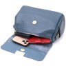 Маленькая женская плечевая сумка из натуральной кожи синего цвета Vintage 2422402 - 7