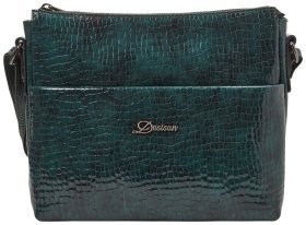 Лакированная женская сумка из натуральной кожи с тиснением под змею Desisan 80639 (зеленый цвет)